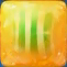 Green vertical striped candy in two-layered honey