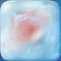 Red fish candy in two-layered ice cube