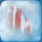 Red horizontal striped candy in two-layered ice cube