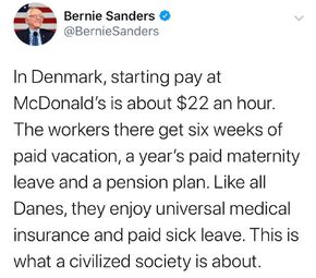 In Denmark starting pay at McDonald's is about $22 an hour