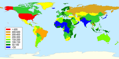 Prisoner population rate world map