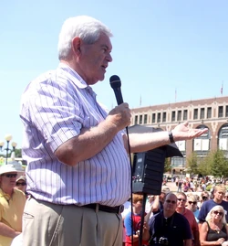 Newt Gingrich on August 12, 2011 at the  in , ahead of the . See image info and largest size.