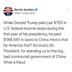 Trump paid taxes in China