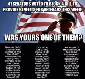 41 Senate Republicans block veterans bill