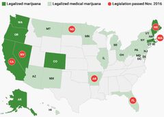 Map of states that have legalized marijuana