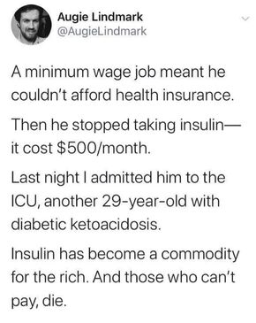 Insulin. $500 a month
