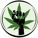 Cannabis leaf and fist