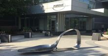 Drug spoon sculpture at Purdue Pharma on 22 June 2018