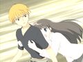 Tohru tripping and hugging Kyo