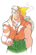 With Guile in Street Fighter Alpha artwork