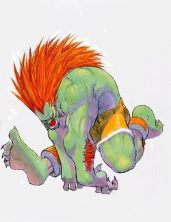 Illustration + digital enhancement Blanka, Street Fighter II, Capcom