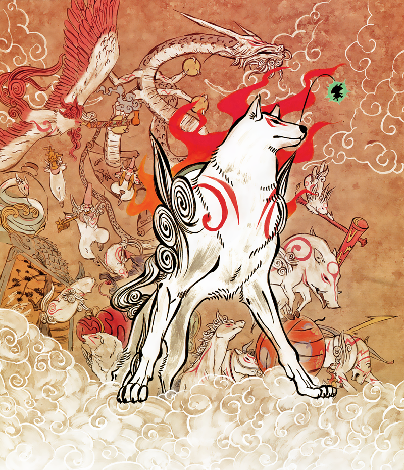Still from the computer game Okami, which uses a NPR chinese painting