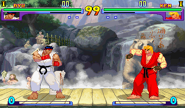 Linn Kurosawa's background cameo in Ryu's Street Fighter III stage, bathing in hot spring with Chun-Li.