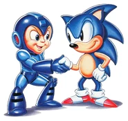 MM and Sonic.png (267 KB) Official artwork of Mega Man and Sonic shaking hands.