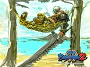 Resting on a hammock