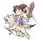 Okamiden Chibiterasu and Kuni.png (208 KB) Astride Chibiterasu (Alt)