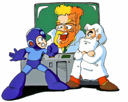 Pictured with Mega Man and Dr. Light.