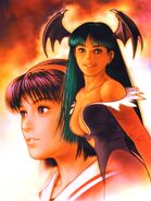 Morrigan with Athena, art by Shinkiro.