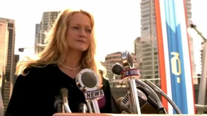 Amanda speaks to the crowd at the MAGLEV Bombing Memorial Service.