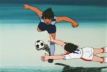 Tsubasa attempts to do a diving Face Block