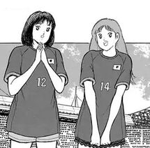 Yoshiko & Yayoi with their fiancées' number jerseys