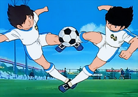 Misaki and Tsubasa do the Twin Shot