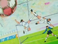 Tsubasa and Ishizaki's Jumping Volley block