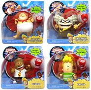 Collectible figures of George, Harold, Captain Underpants, and Professor Poopypants