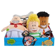 Just Play plush toys of George, Harold, Captain Underpants, and Professor Poopypants