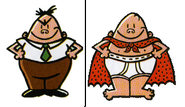 Mr. Krupp beside his alter ego, Captain Underpants