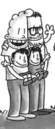 Adult Harold and his husband Billy along with their 2 kids Owen and Kei.