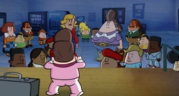 Bernice at Benjamin's fourth grade talent show with her basket.