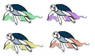 An earlier concept for Galaxagos based on auroras. Proposed as an Ice/Psychic or Ice/Fire type.