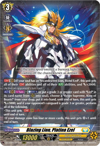 Blazing Lion, Platina Ezel (D Series) | Cardfight!! Vanguard