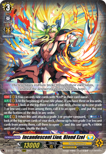 Incandescent Lion, Blond Ezel (D Series) | Cardfight!! Vanguard