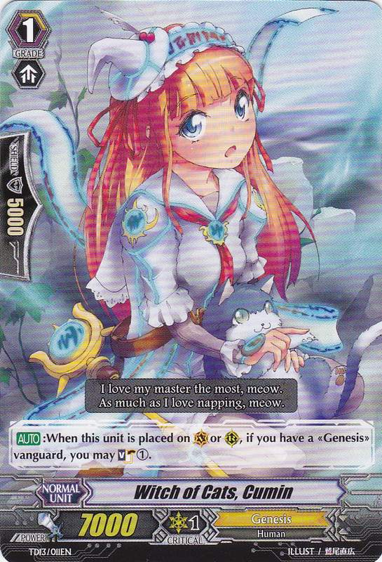 Details about   Bushiroad Cardfight Vanguard Witch of Cats Cumin V-SS03/036EN R Genesis 