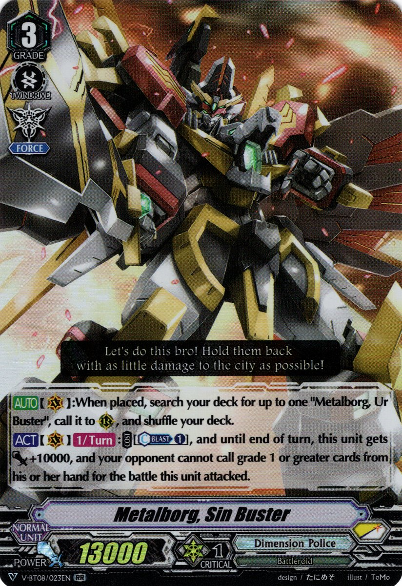 Cardfight Vanguard Metalborg Sin Buster V-BT08//SP17EN SP Near Mint Fast Shippi