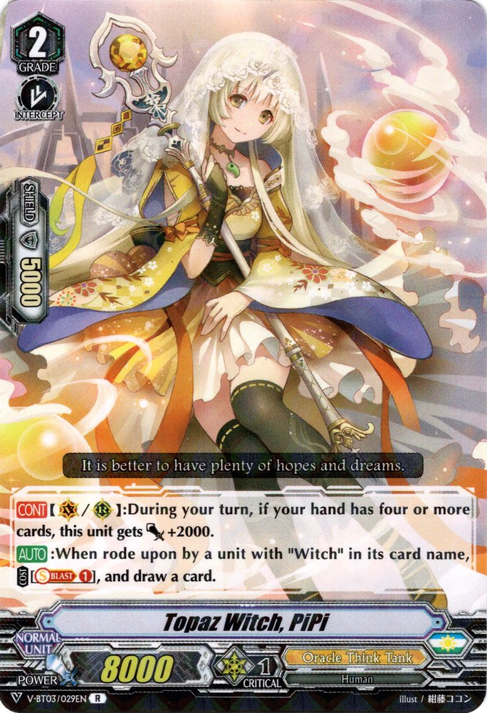 Vanguard PiPiV-BT03/029ENROracle Think TankCardfight! Details about   Topaz Witch 