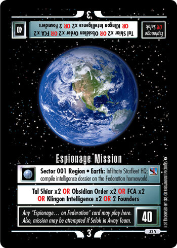 Espionage Mission First Contact Star Trek CCG 1E STCCG FC
