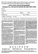 Call to Arms Survey - back