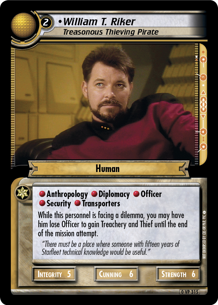 William T Riker Treasonous Thieving Pirate Inh Cardguide Wiki Fandom