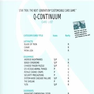 STAR TREK CCG Q CONTINUUM RARE CARD BLADE OF TKON