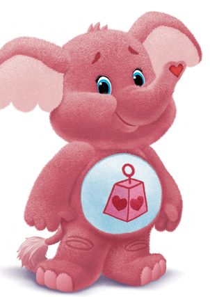 pink care bear with heart