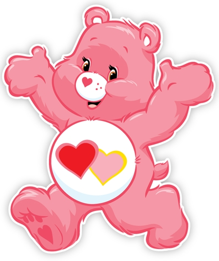 Pink care bear with sales 2 hearts