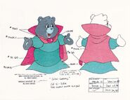 Model sheet of Grams Bear's outfit