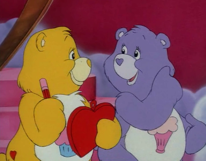 care bear with two lollipops