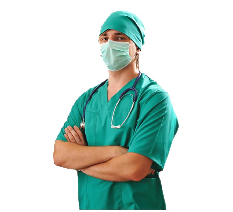 Medical surgeon. Медик в маске. Хирург на прозрачном фоне.