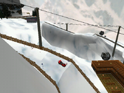 Max Damage going down the alpine ski track.