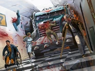 Truck mowing down peds inside a hospital.