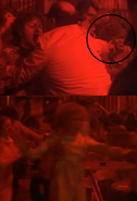 In the scene where George is arguing with Mr. Fromm, Borne is seen in the background. But in the next scene, She is seen running.